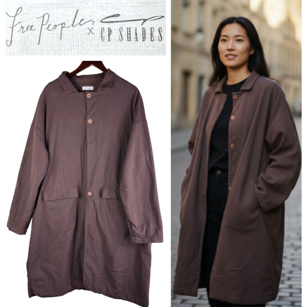 Free People x CP Shades Jacket Coat Oversize Large Mulberry Plum Minimalist